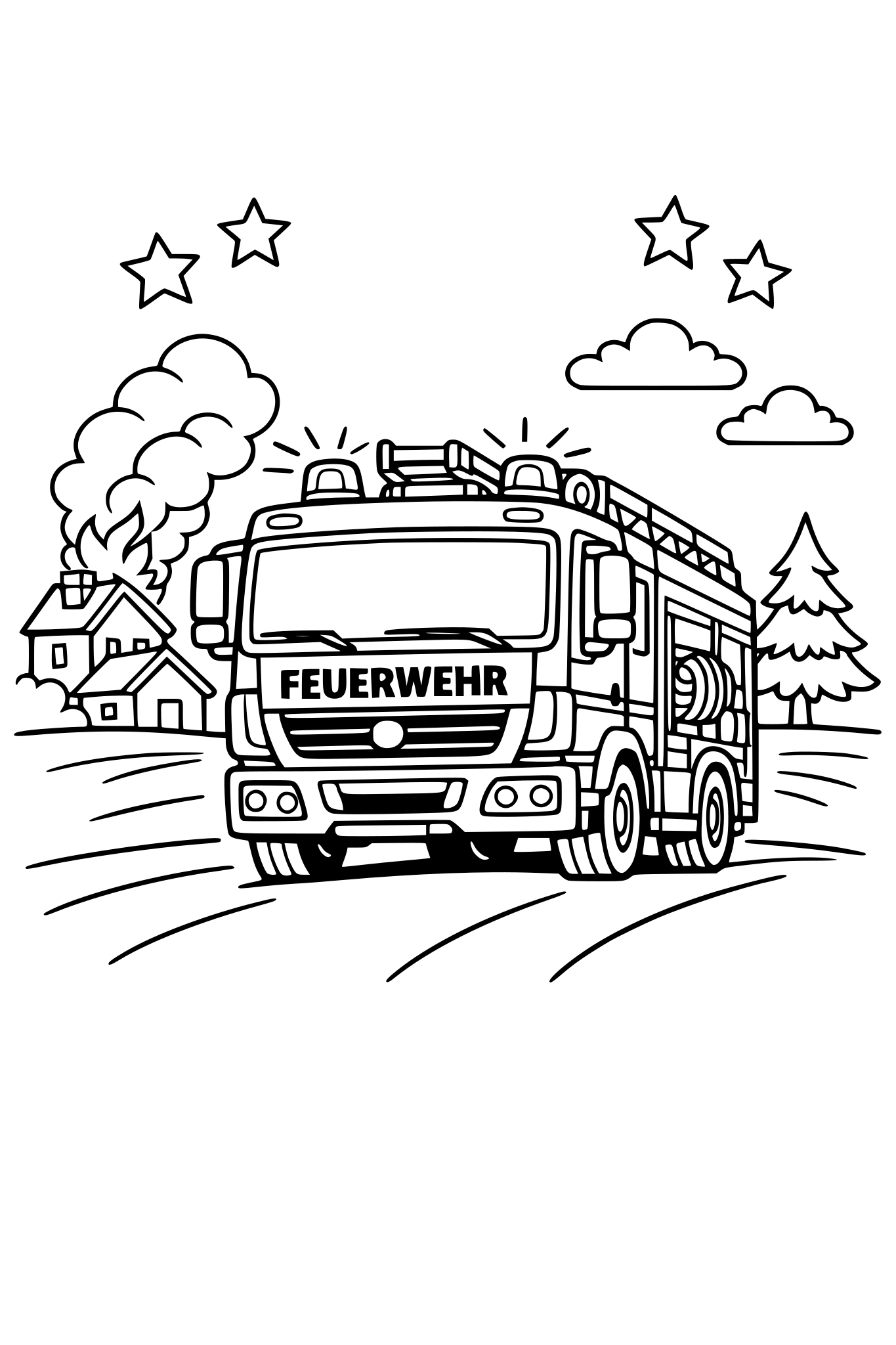Ein Feuerwehrauto ist auf dem Weg zu einem Einsatz