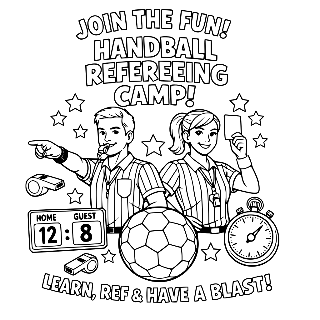 verry attractive poster , inviting all to a handball ferefeeng camp