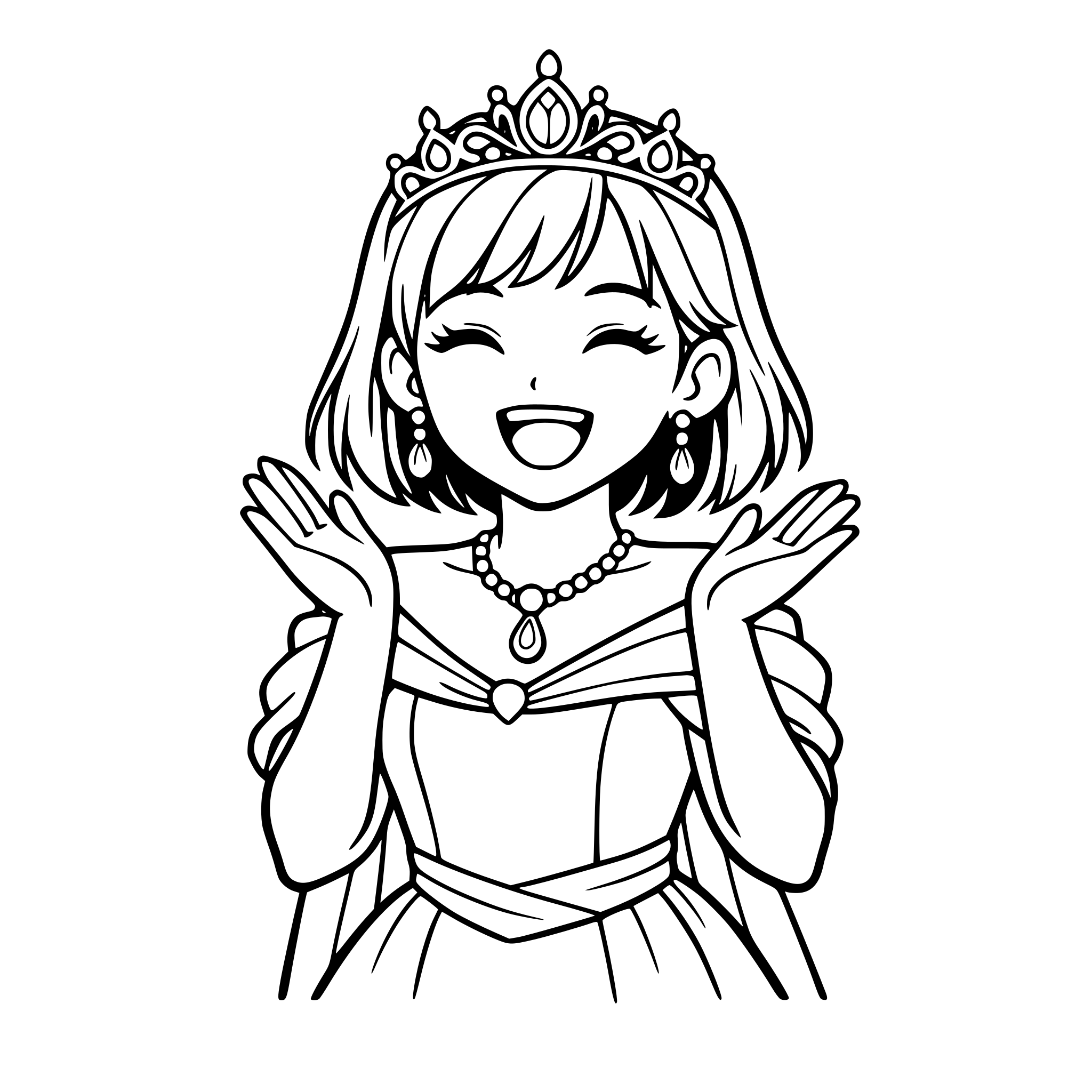 create an asian princess with medium length hair that is happy