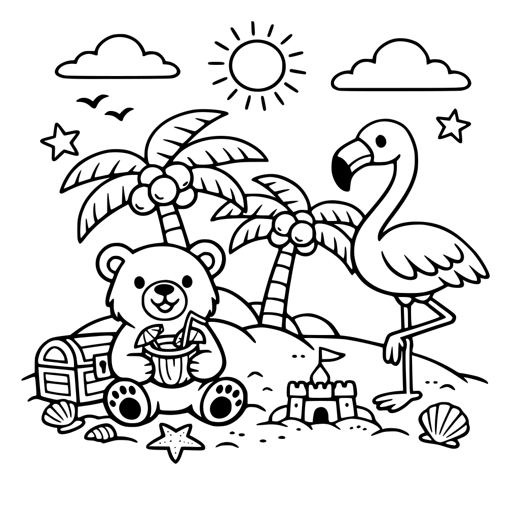 onbewoond eiland beer flamingo