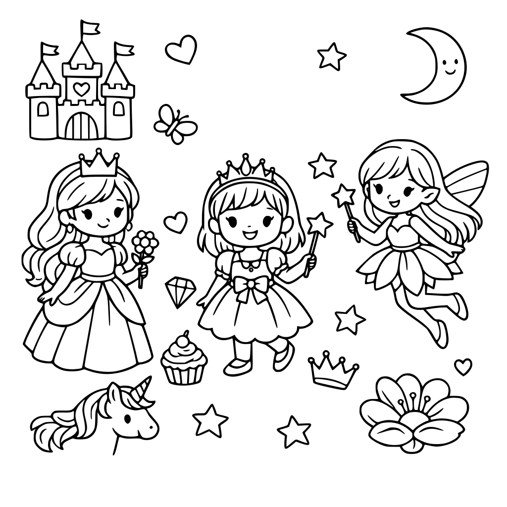 Desenhos femininos infantis, meninas, princesas, fadas, tudo infantil, bem delicado