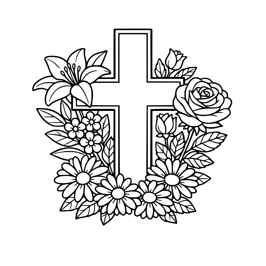 cross with flowers
