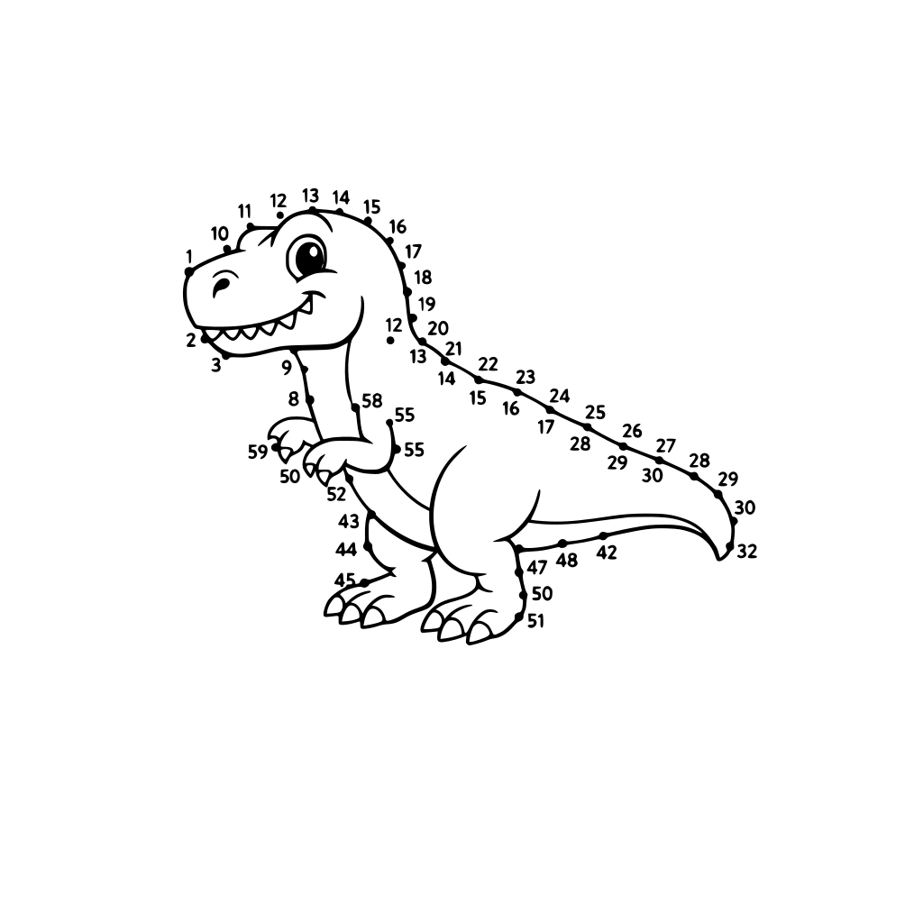 a dinosaur dot to dot. 60 numbers