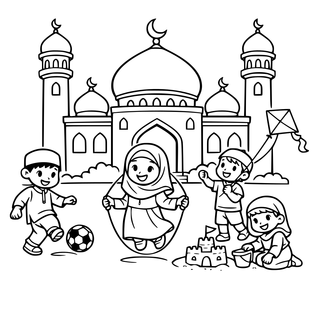 a mosque kids plaing outside