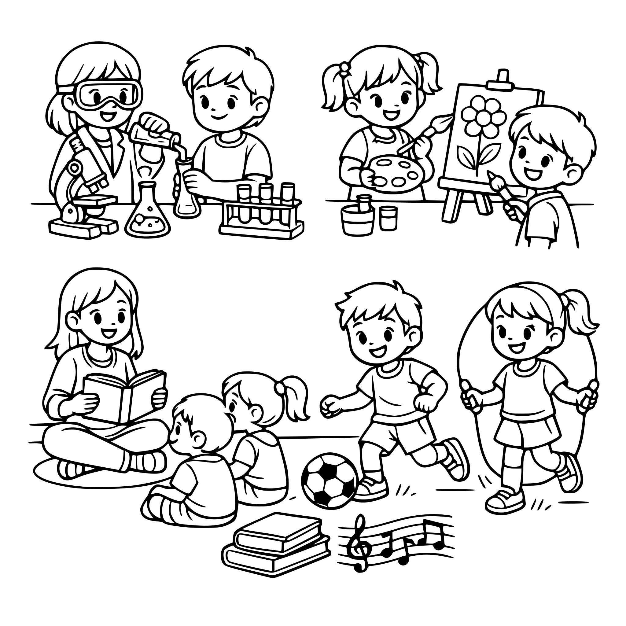 Atividades diversas em uma escola