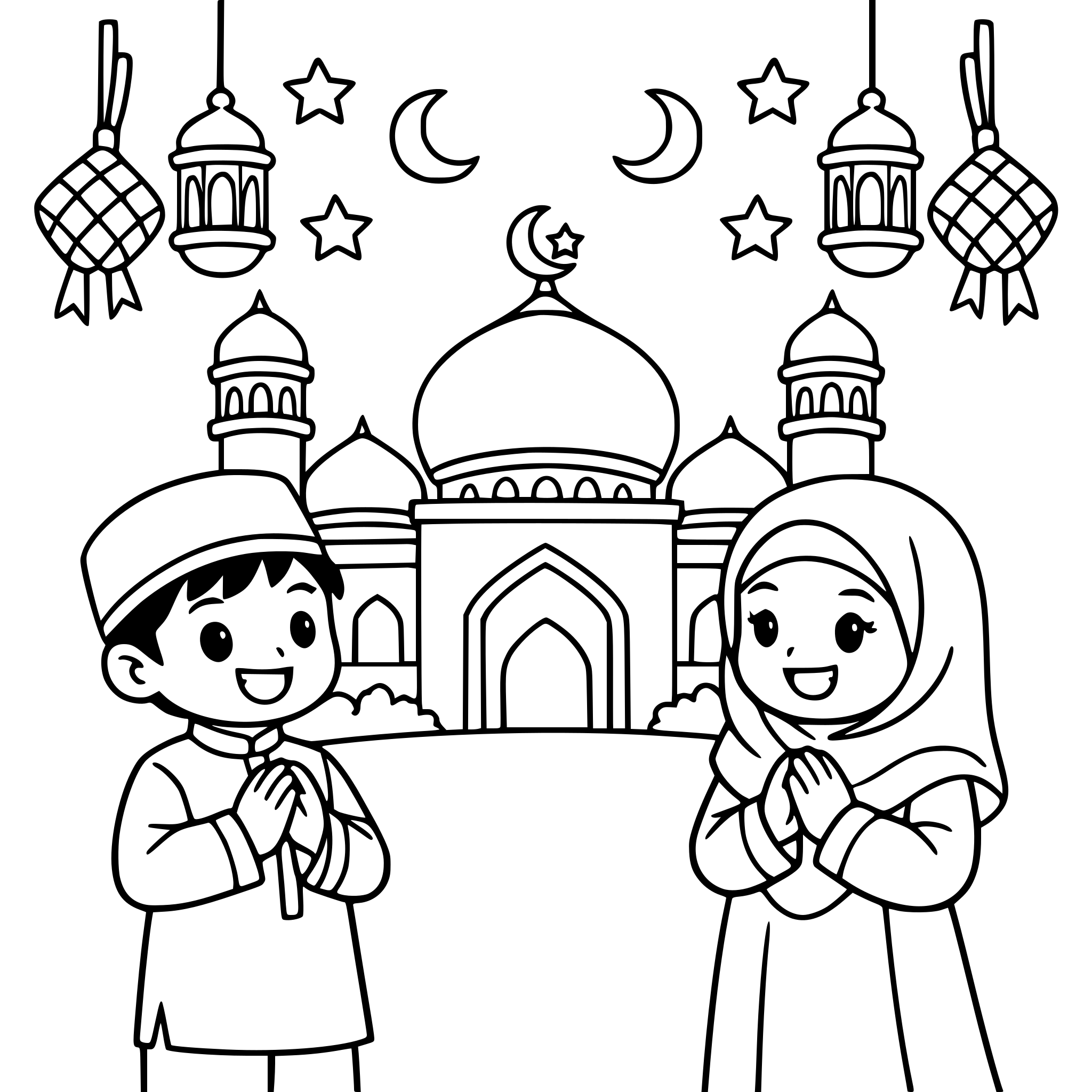 eid al fitr muslim kids mosque