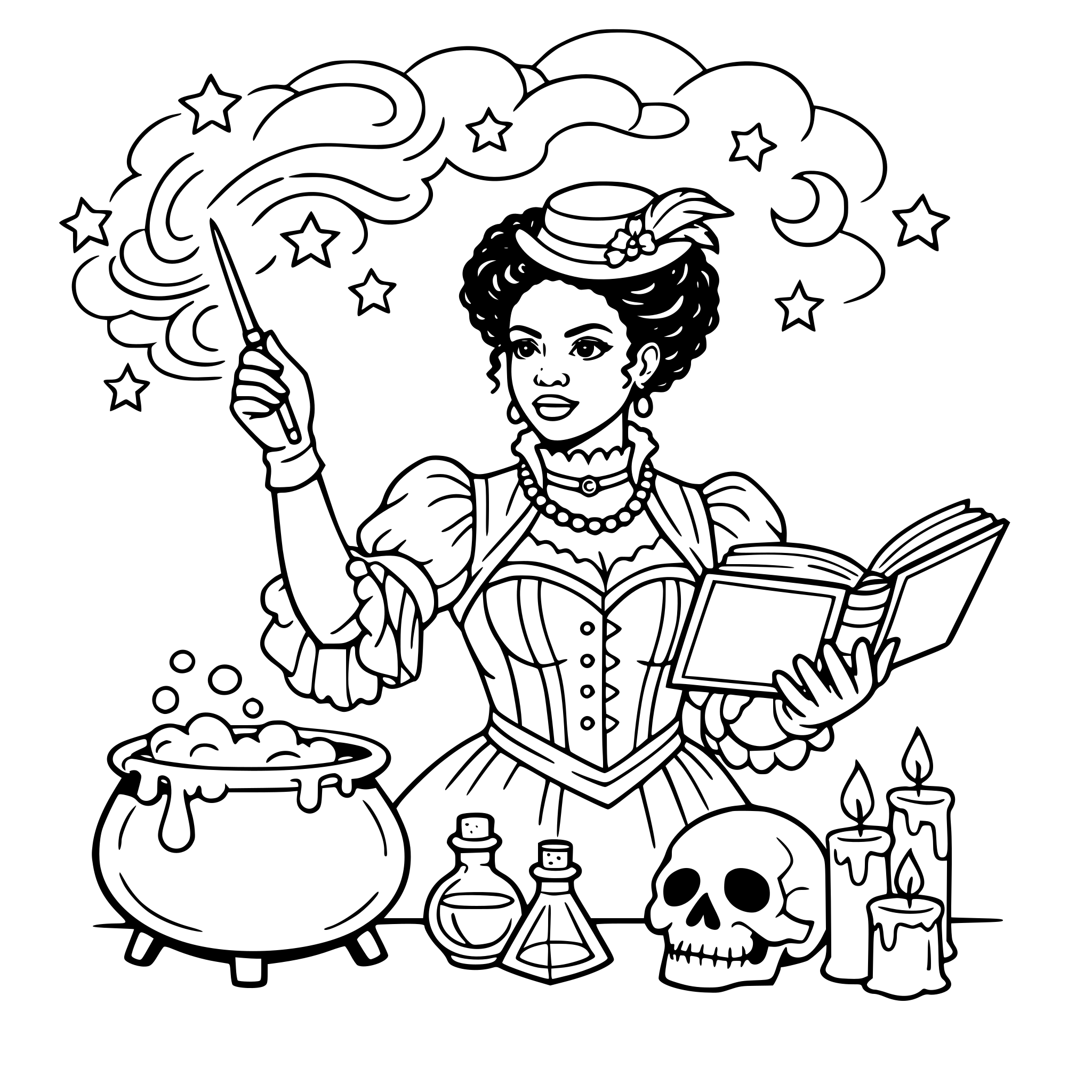 Victorian black woman doing a spell