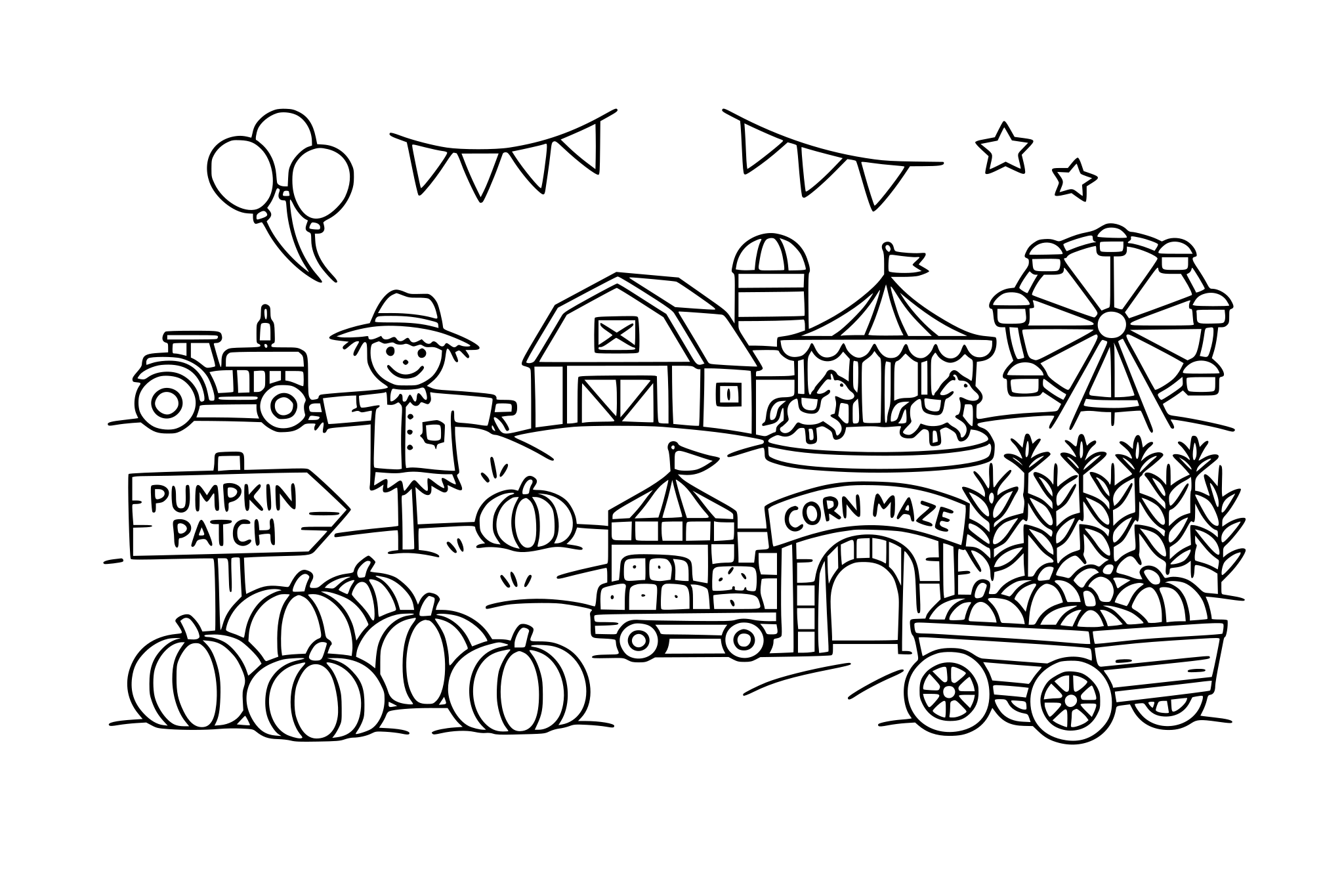 Pumpkin patch festival, minimalistic line.
