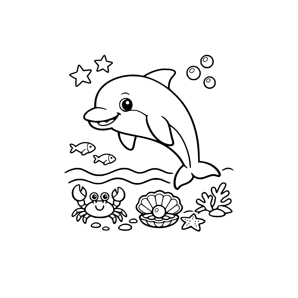 Ocean animal for a kids coloring book