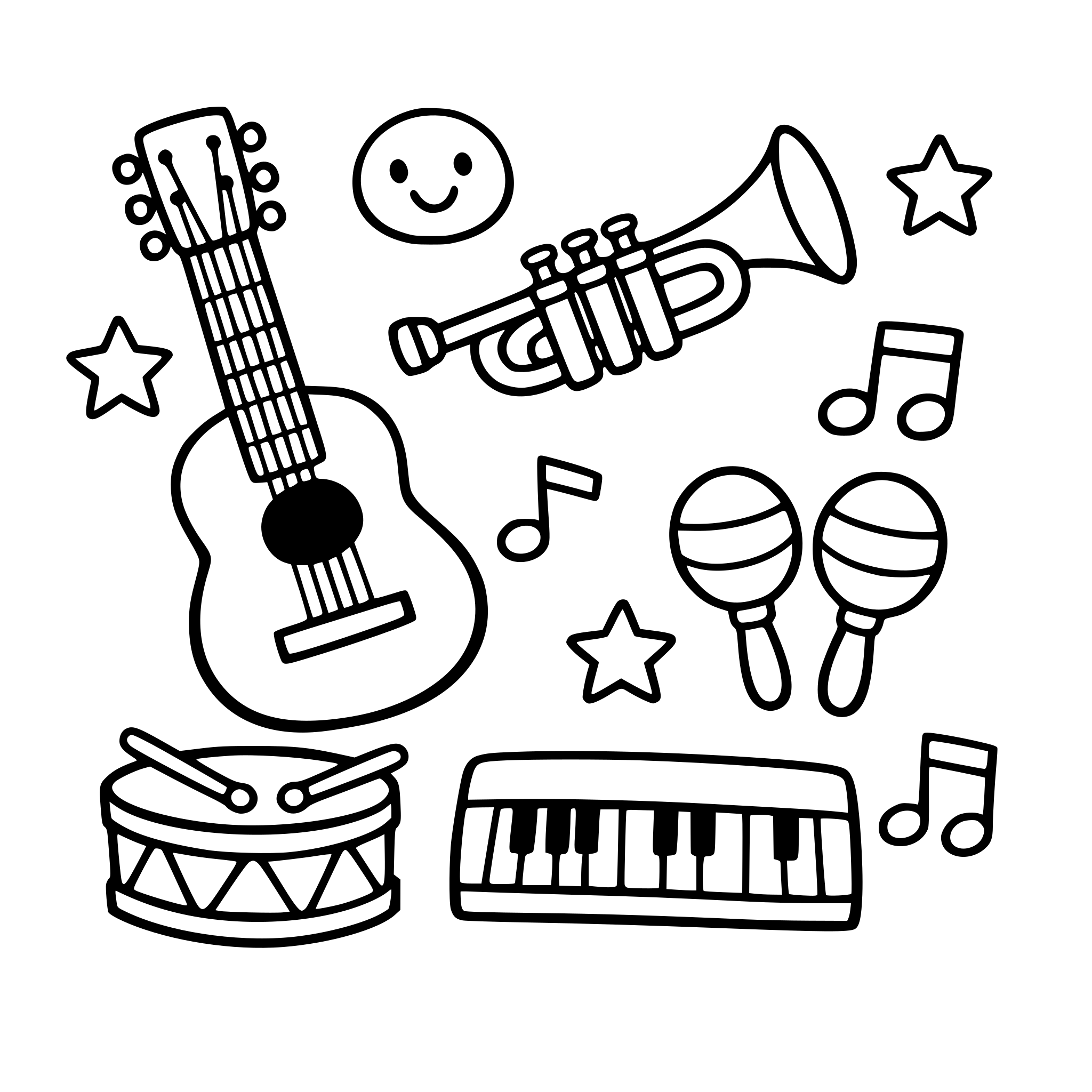 Create kids easy drawing book with musical instrument