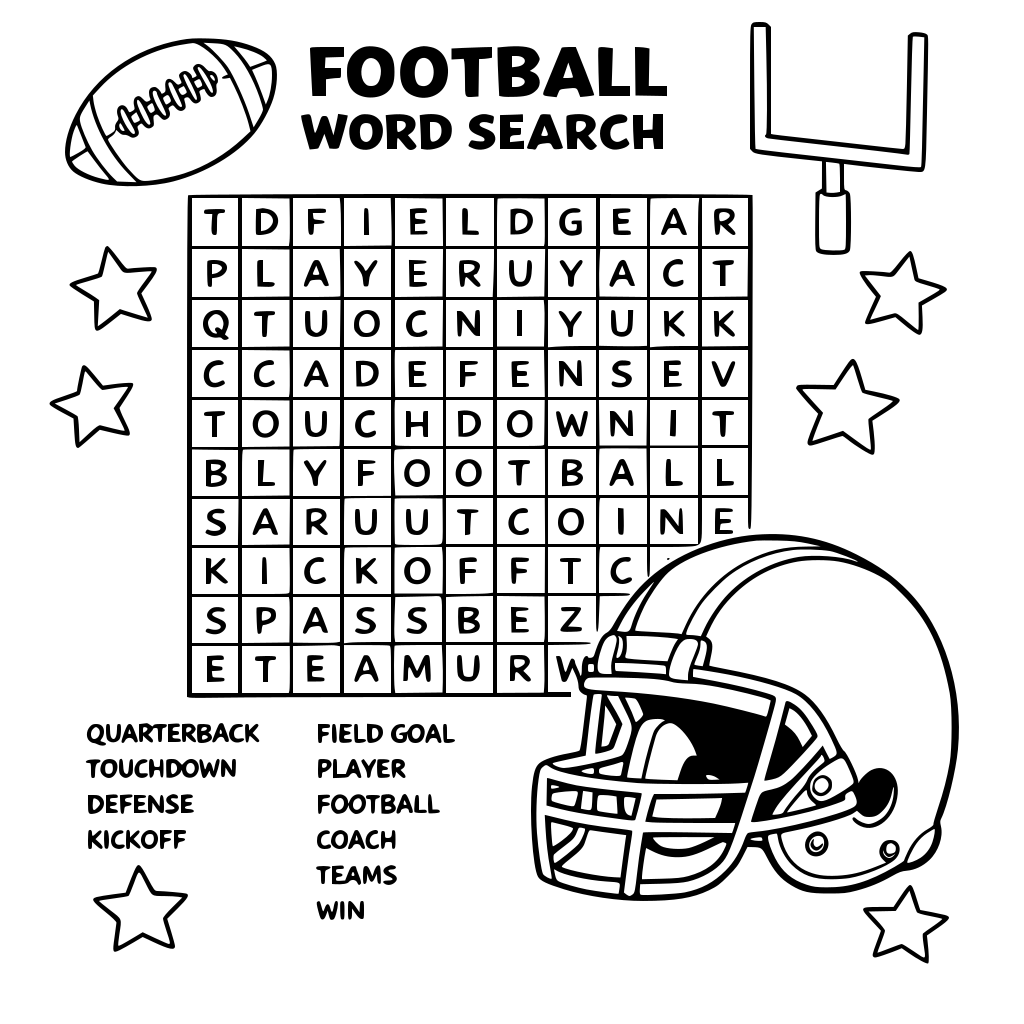 football word search, helmet