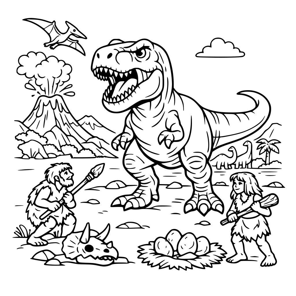 dinosaurios, volcanes, cavernícolas, paisajes, t rex