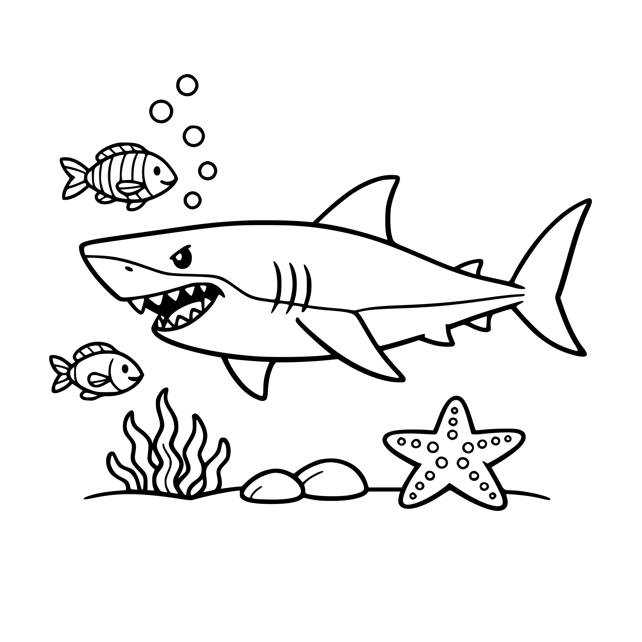 Naredi mi morskega psa v morju. Zraven naj bo še kakšna riba