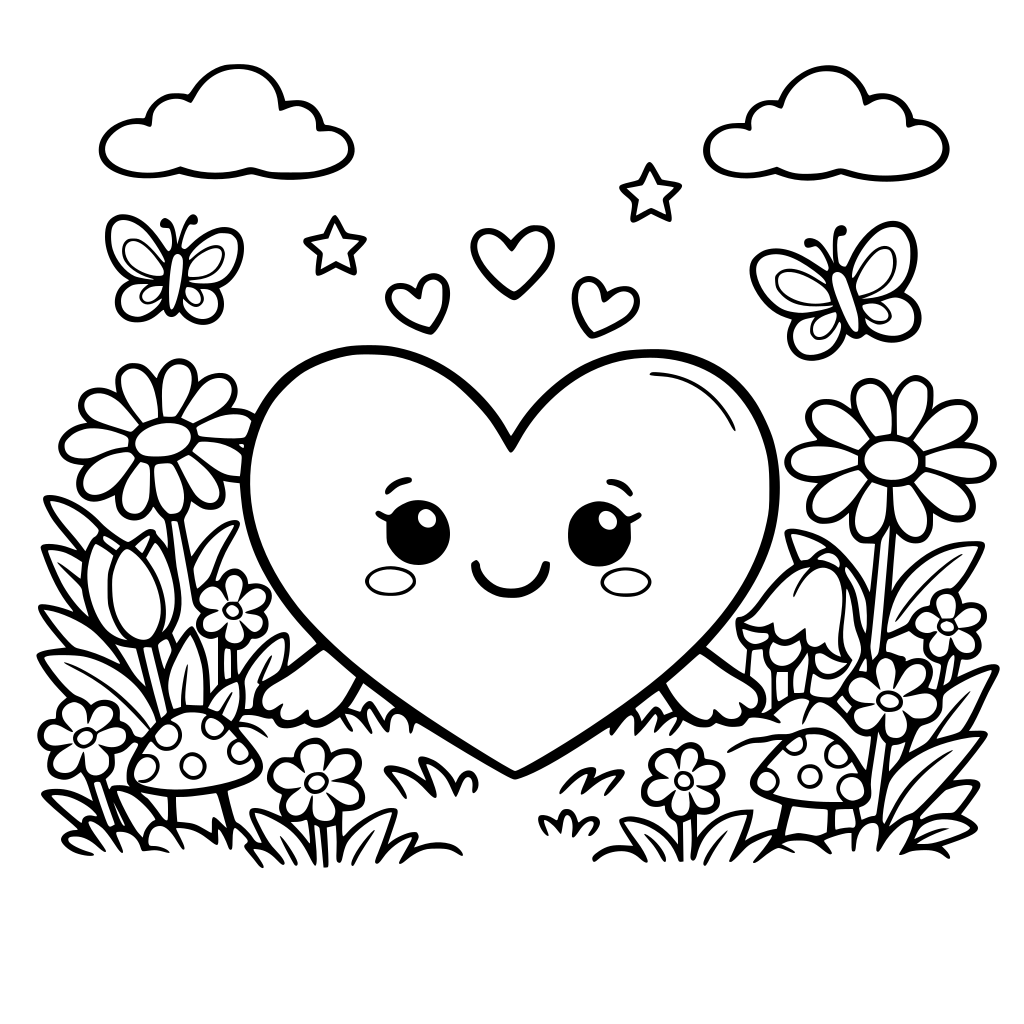 A friendly HEART in a flower garden
