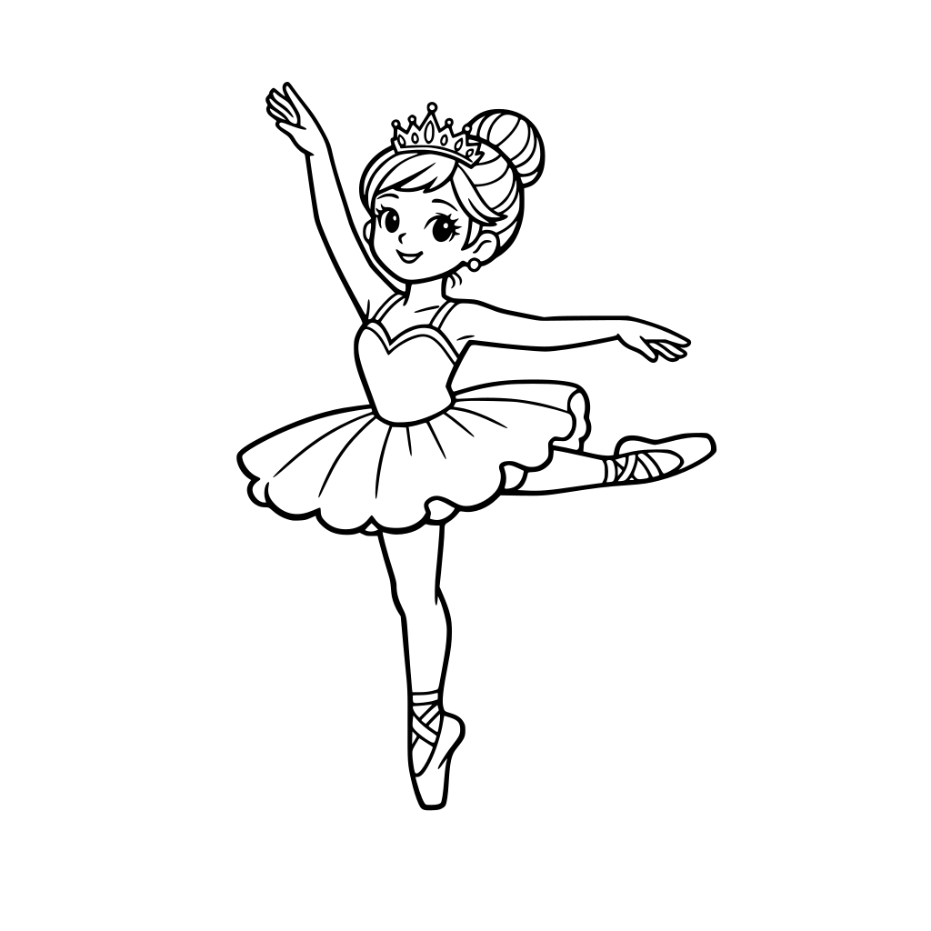 cô gái búi tóc đeo vương miệng đang múa ballet