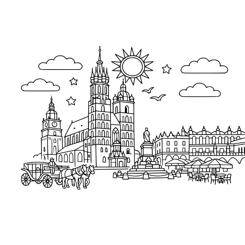 krakowski rynek glowny w sloneczny dzien