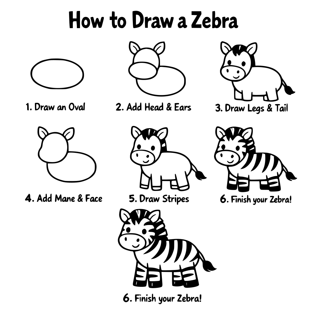step by step tutorial to make zebra for kids