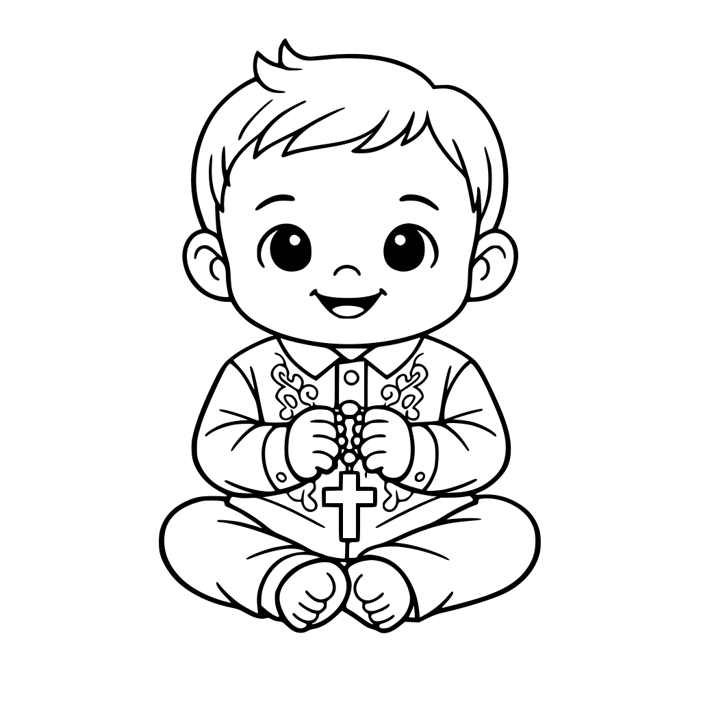 filipino baby boy in barong with cross