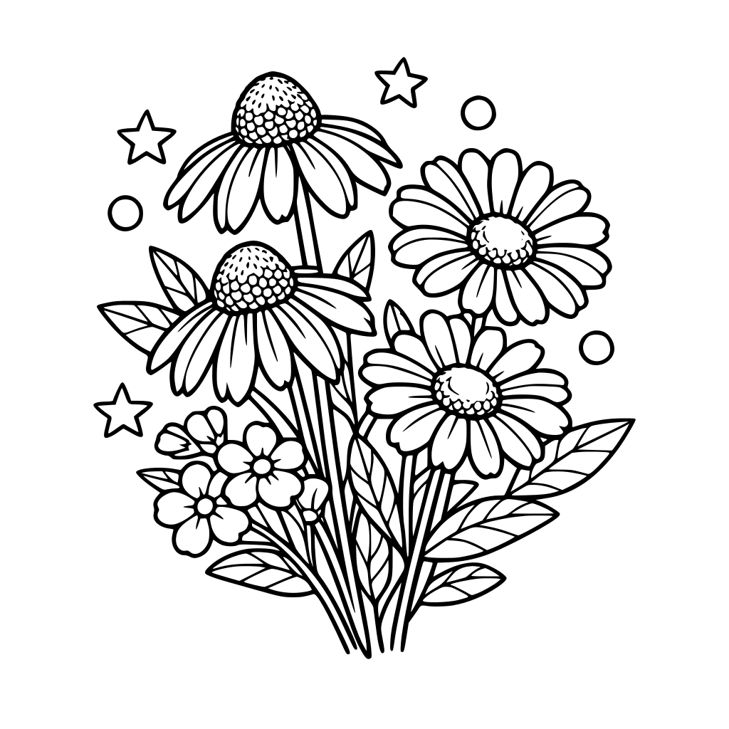 Coloring book of flower s using my photos