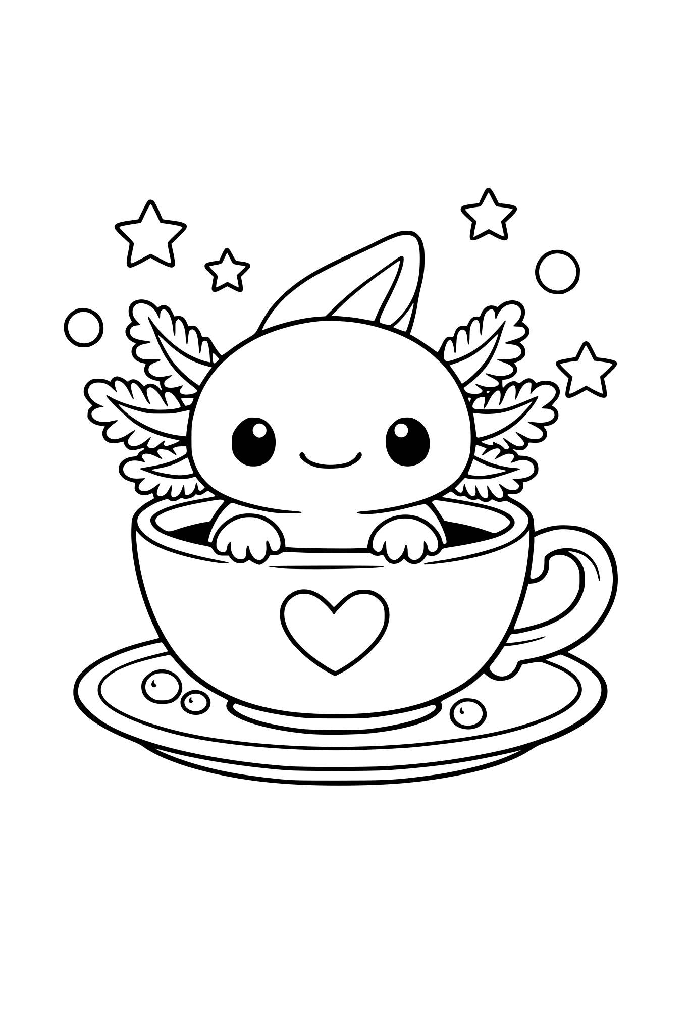 Axolotl sitting in a teacup