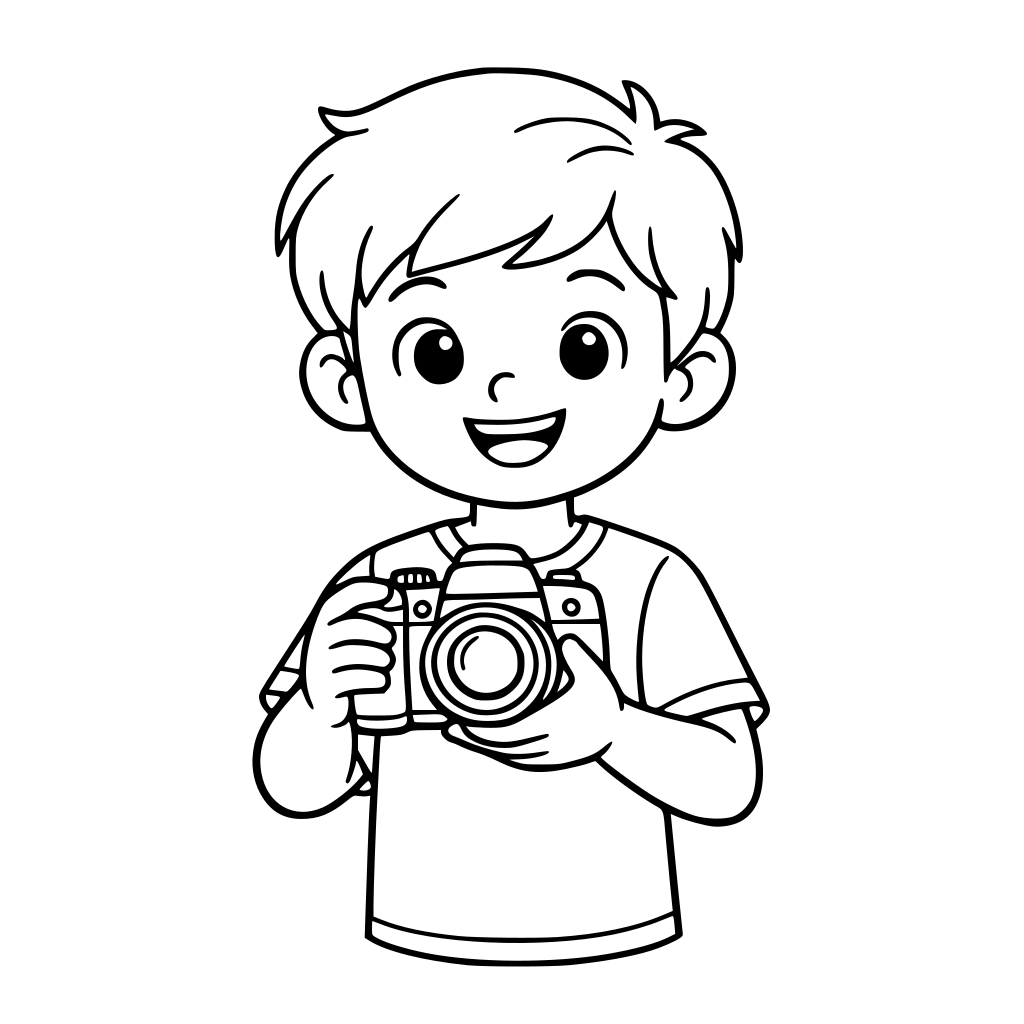 Un enfant qui tient un appareil photo