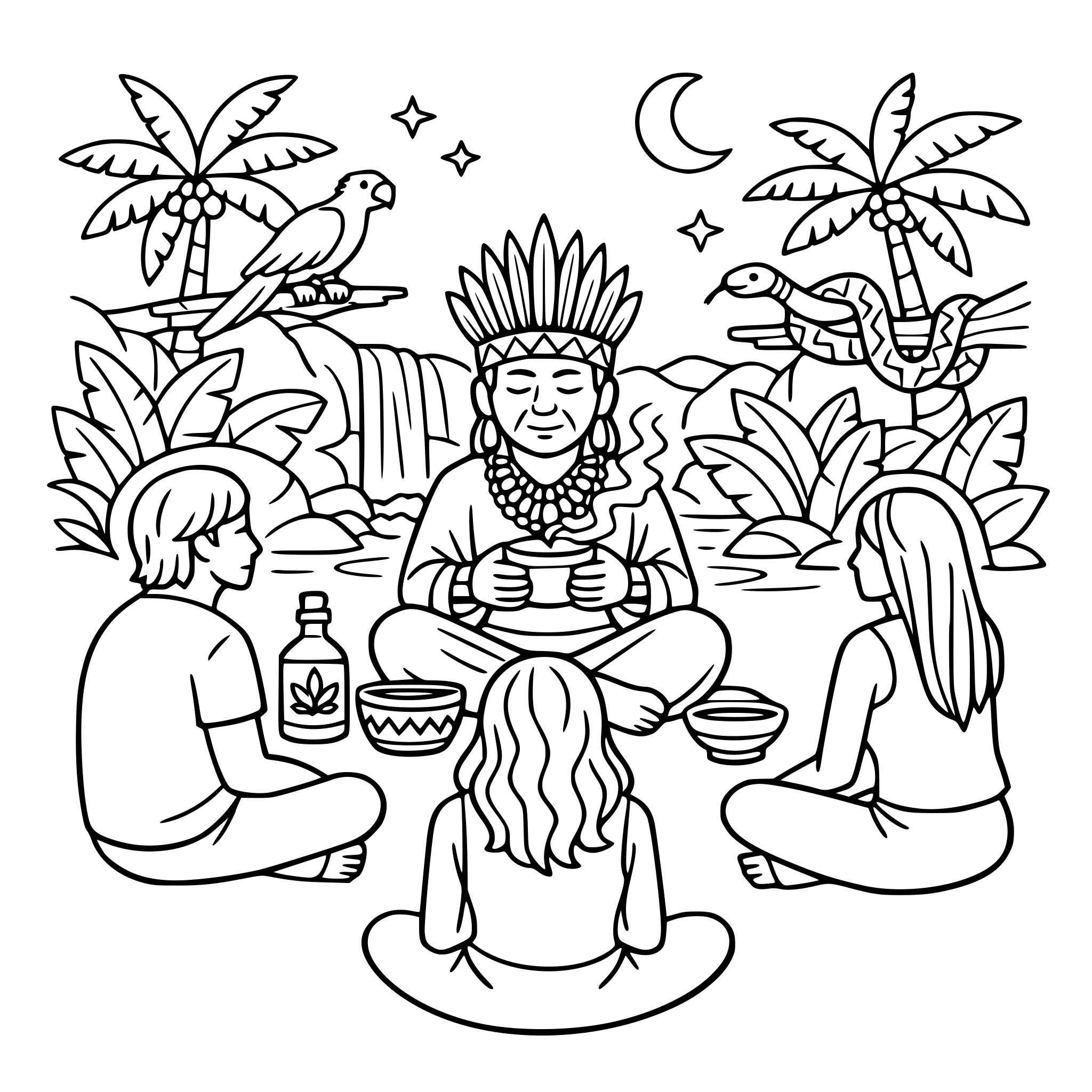 amazon forest with ayahuasca ceremony