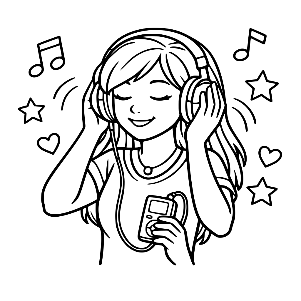 un immagine di una ragazza che ascolta la musica