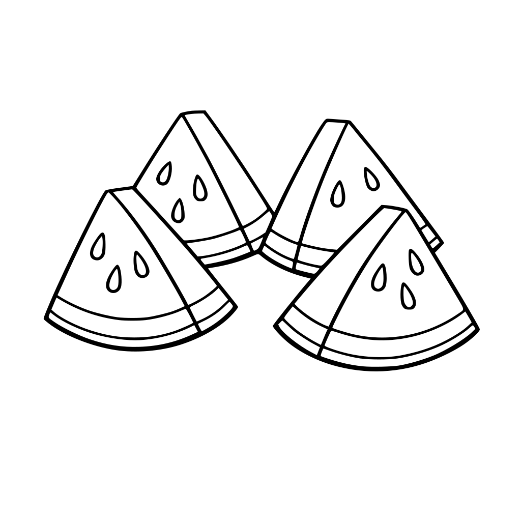 4 triangle slices of watermelon