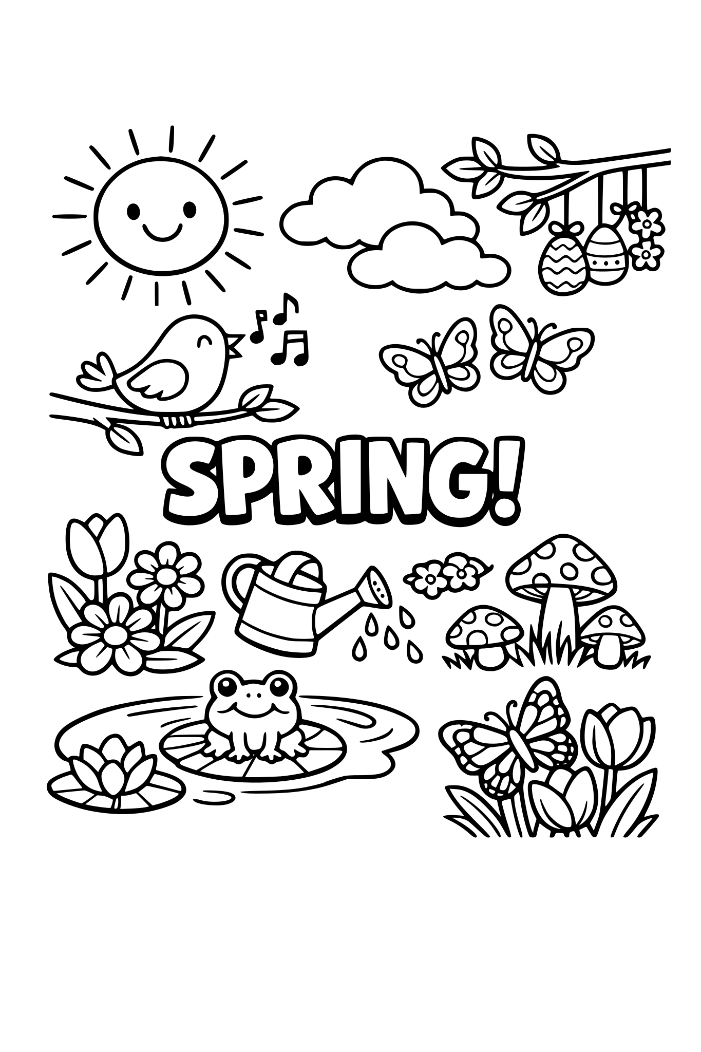 I would like to create a morning work coloring page about different parts of spring