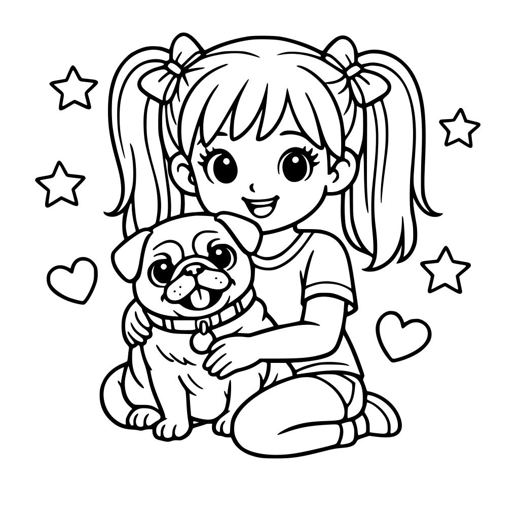 girl with pug