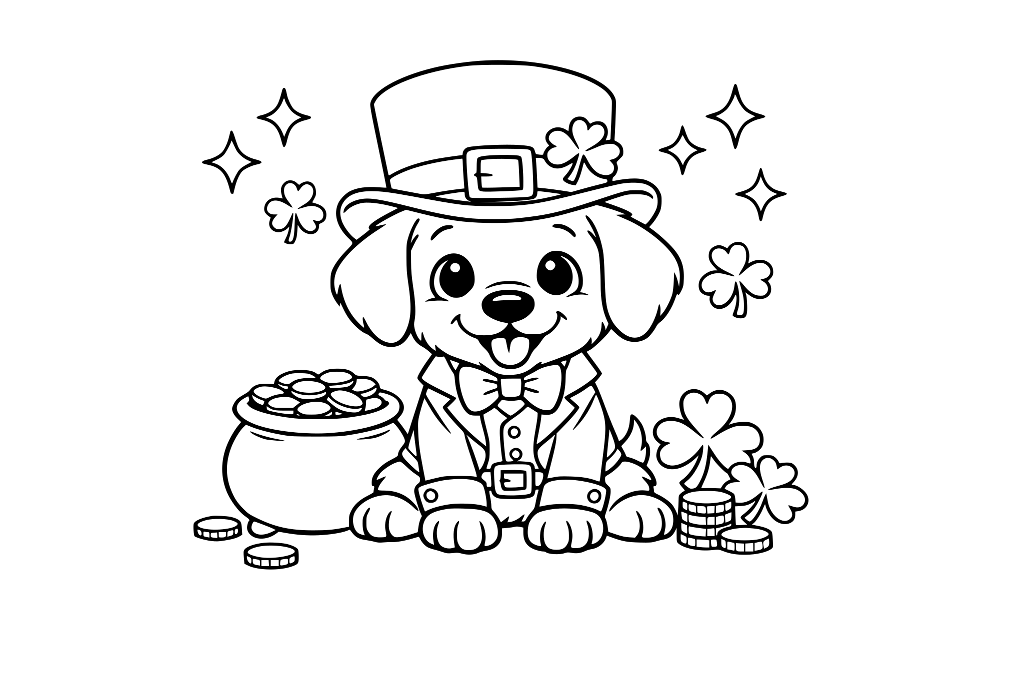 Puppy dressed as a leprechaun