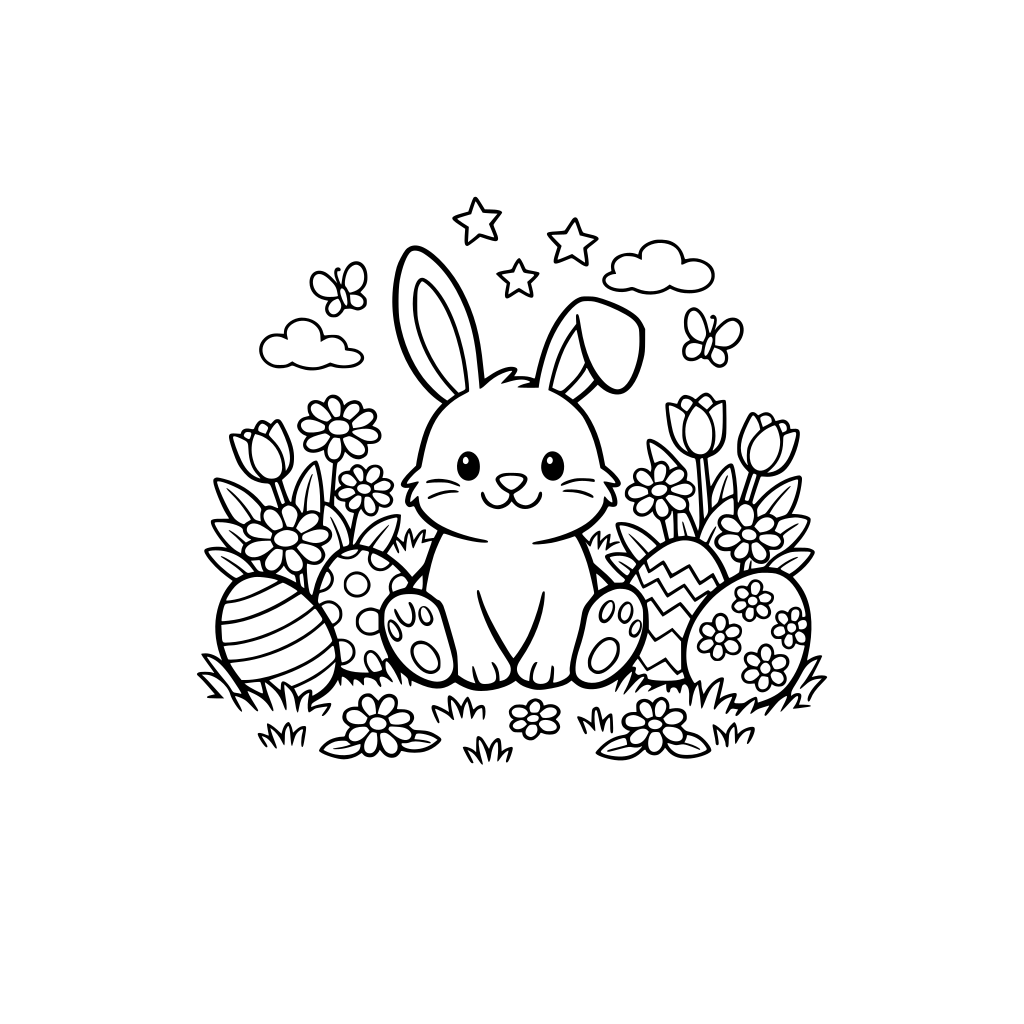 Easter bunny eggs fild flovers