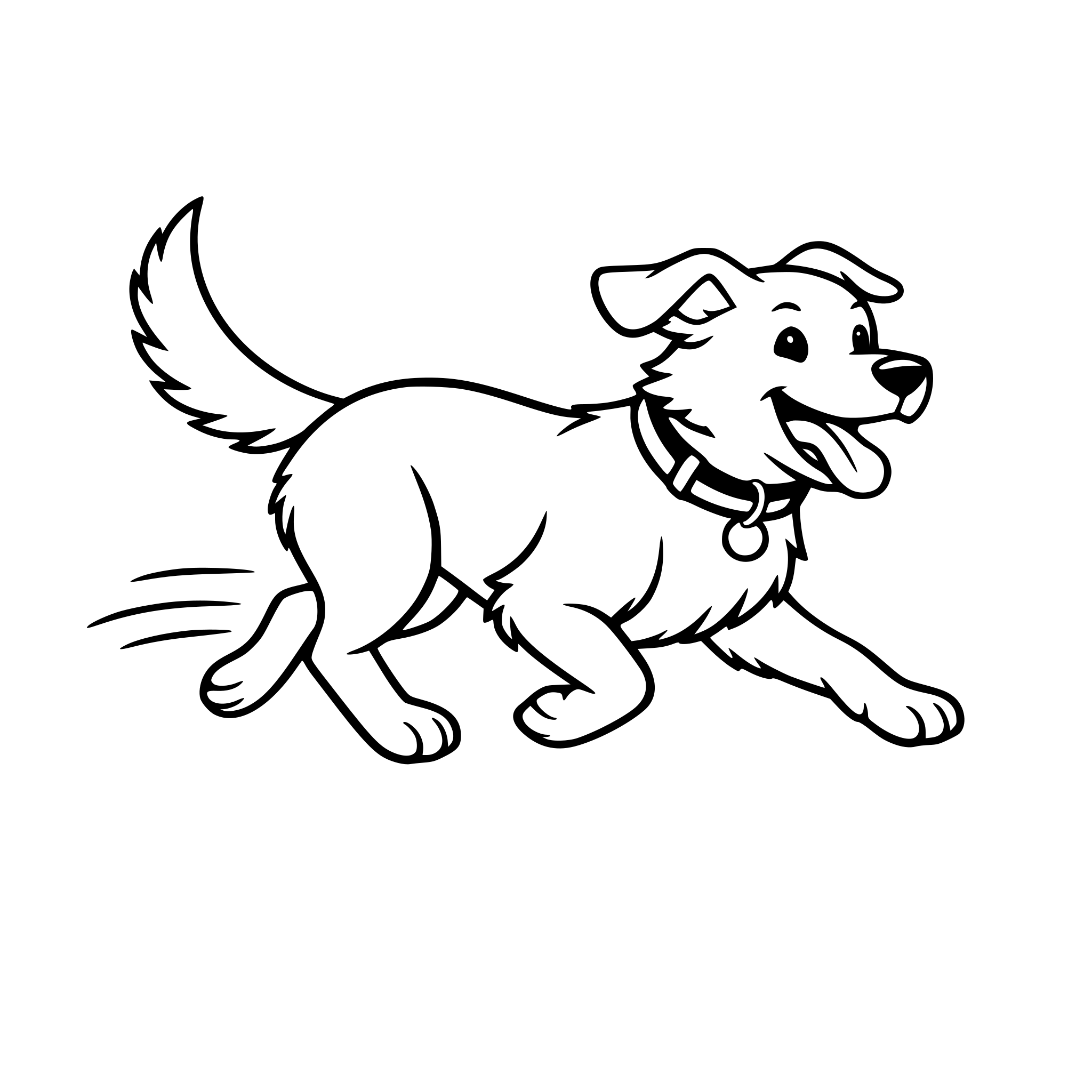 The dog runs. White background, isolated.
