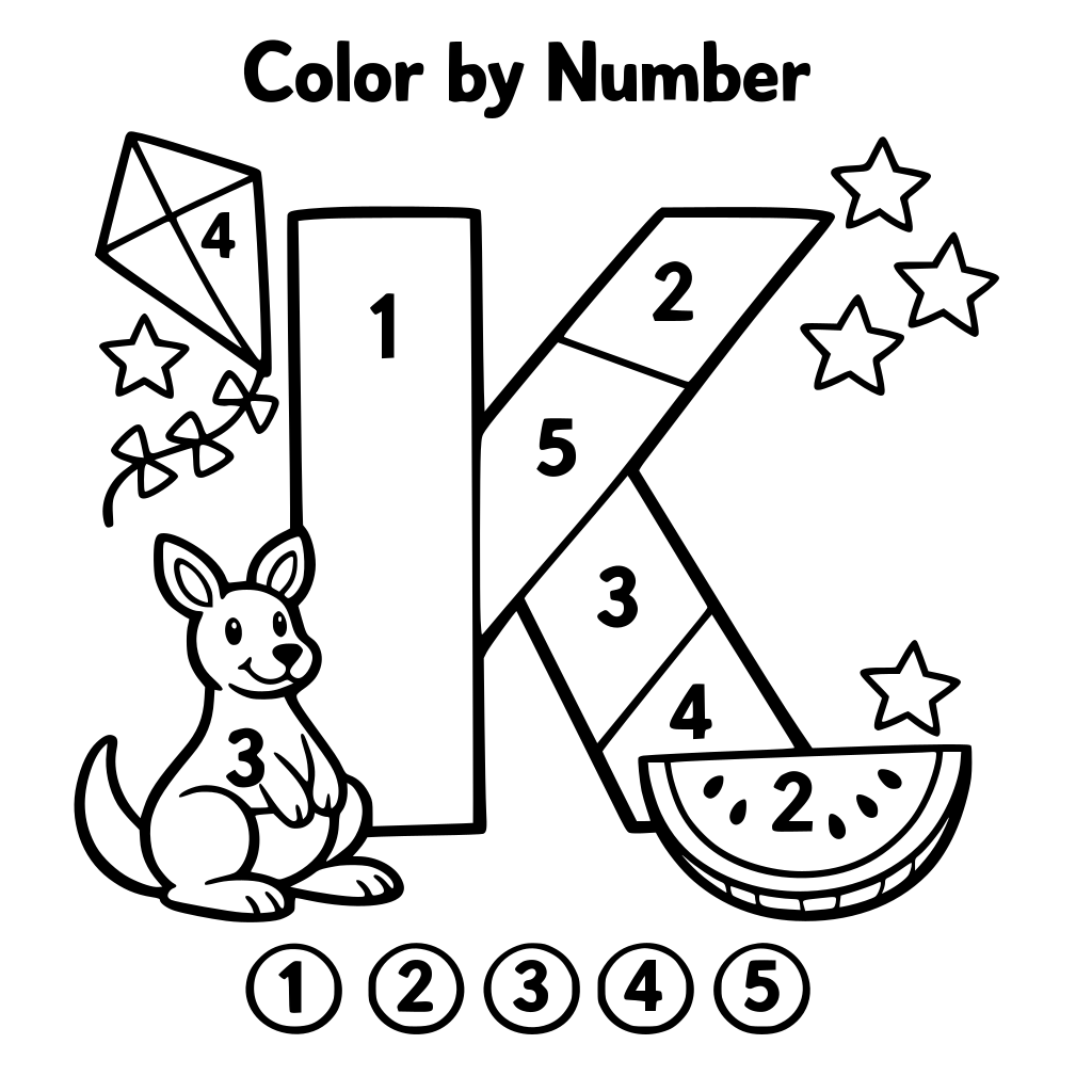 color by number picture of the letter K