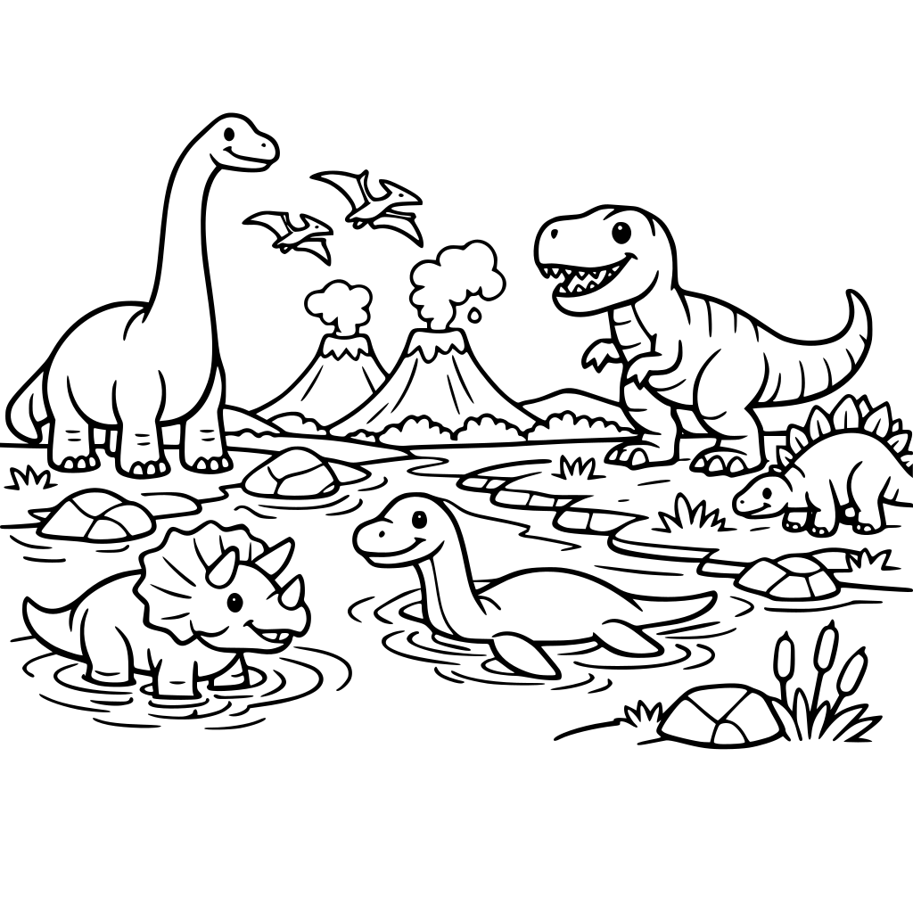 dinosaurs in creeks and land