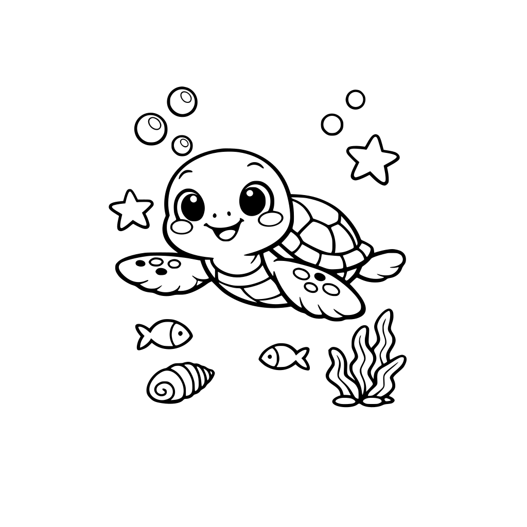 Cute turtle swimming