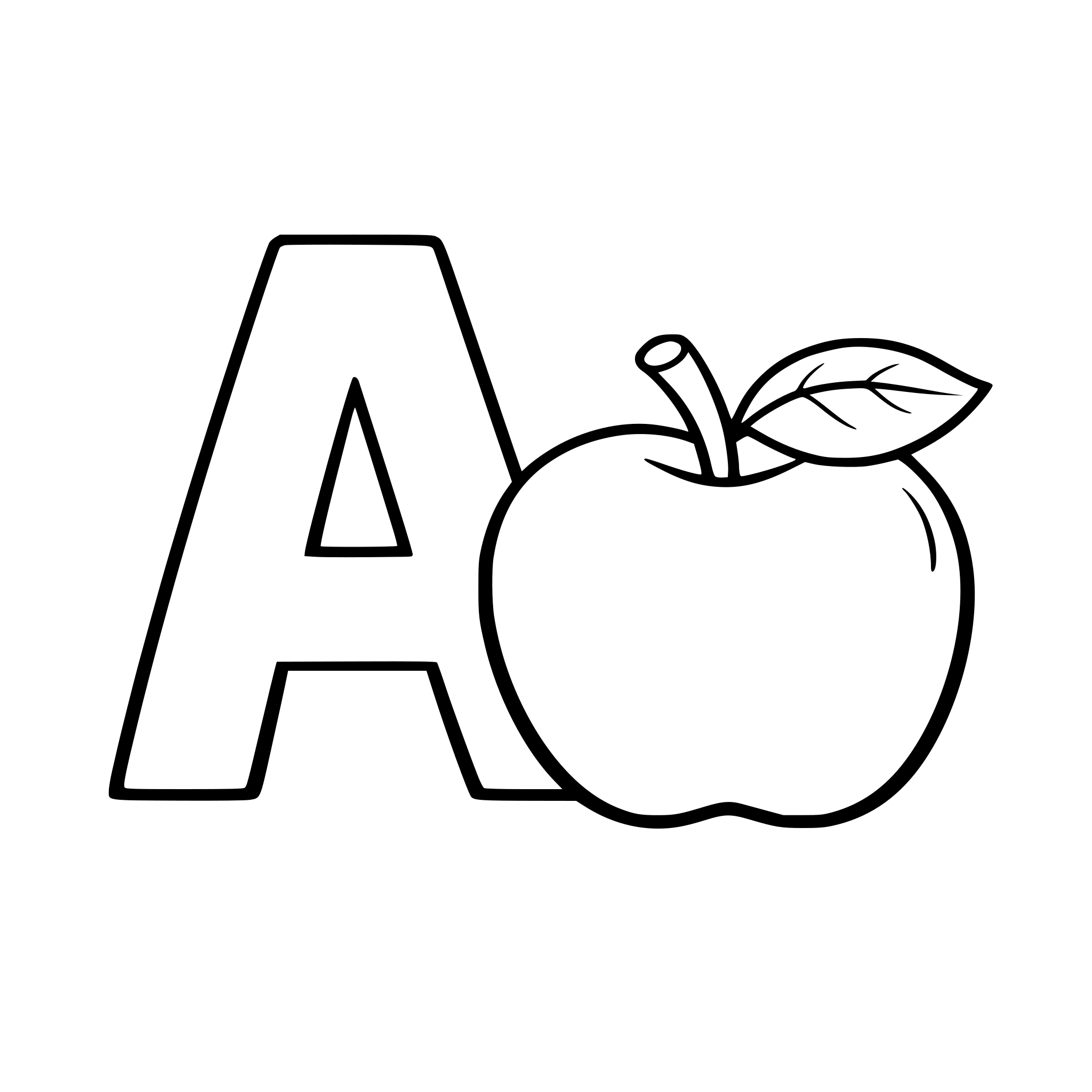 Letter A beside an apple