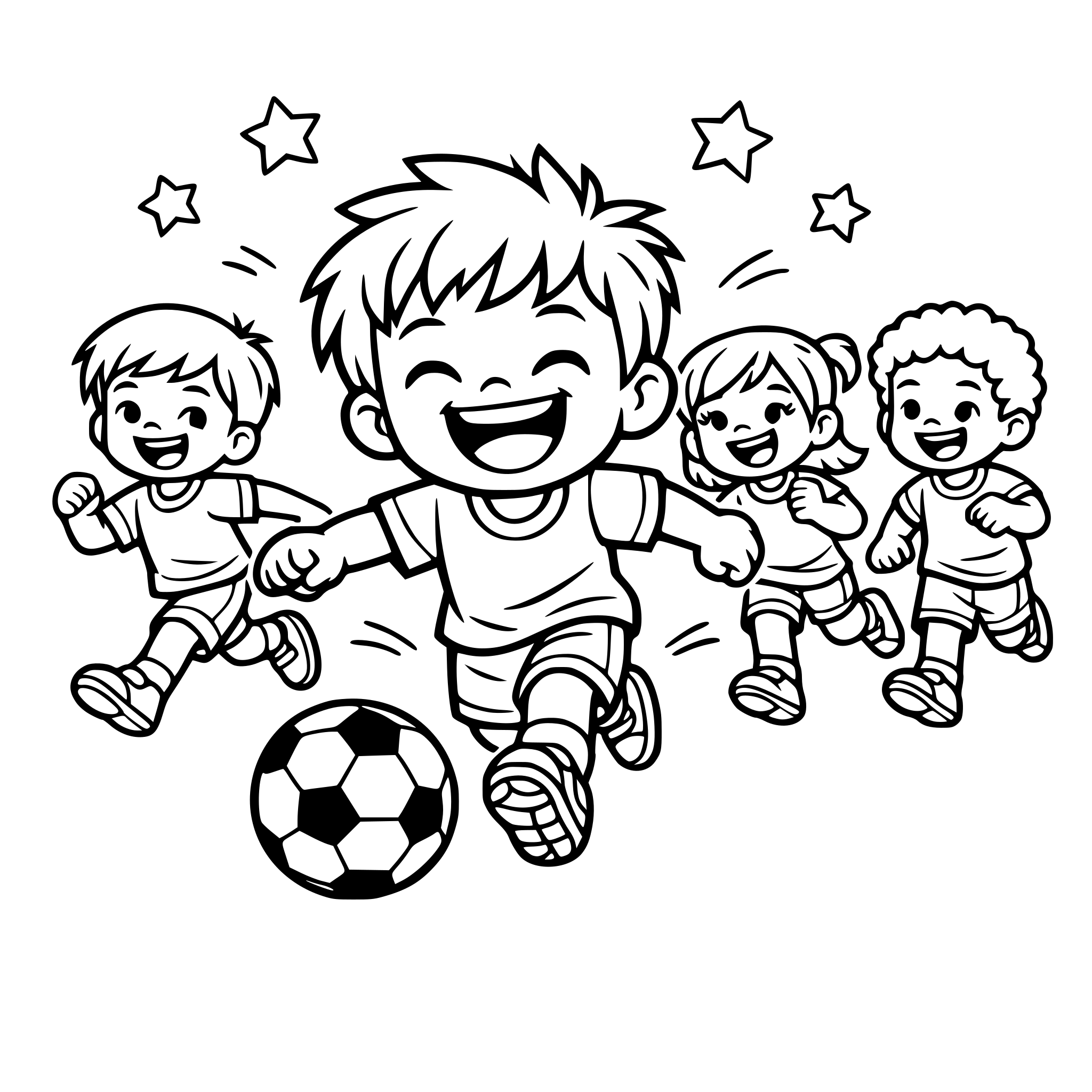 my son will playing soccer and running with other kids. make him extremely happy and having a ton of fun