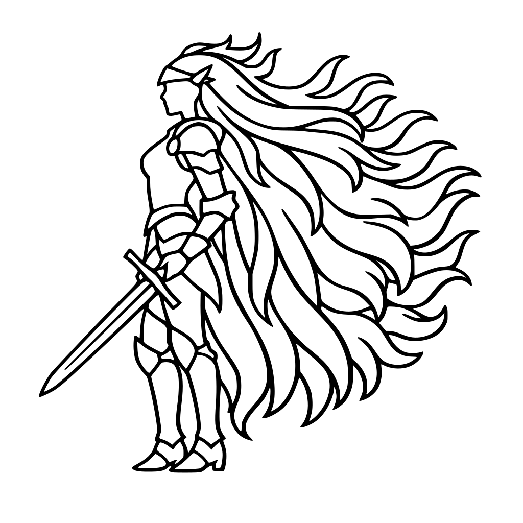 Silueta femenina de caballera larga como el fuego