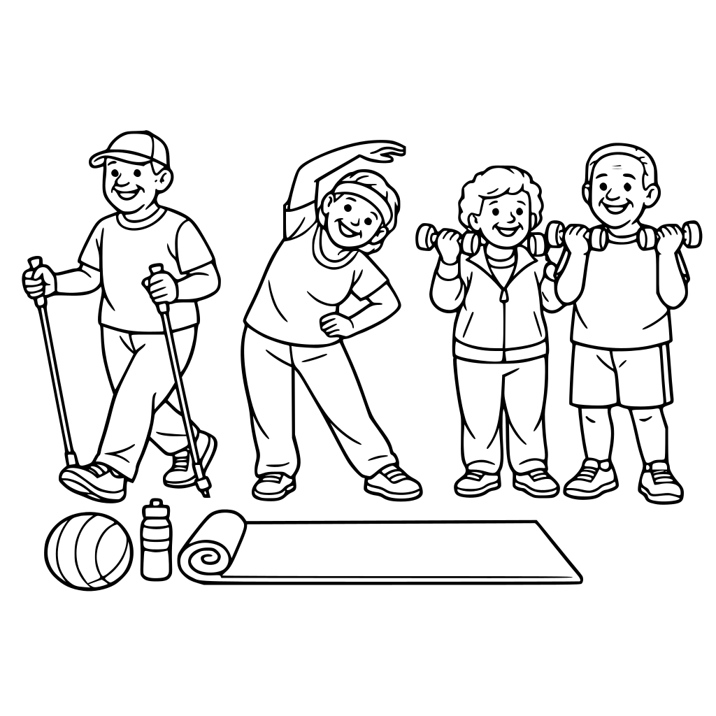 IDOSOS ALEGRES SE EXERCITANDO AO AR LIVRE