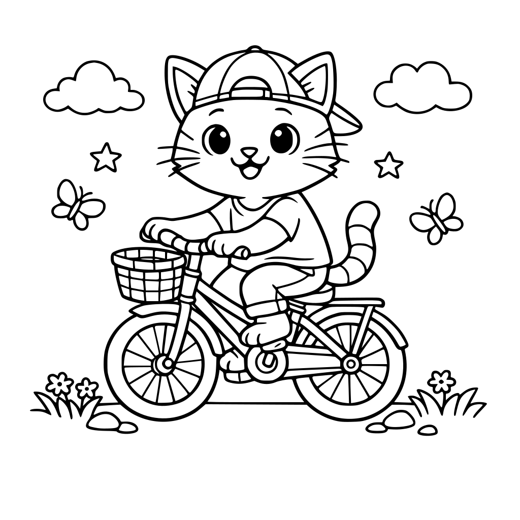 Cat riding bicycle