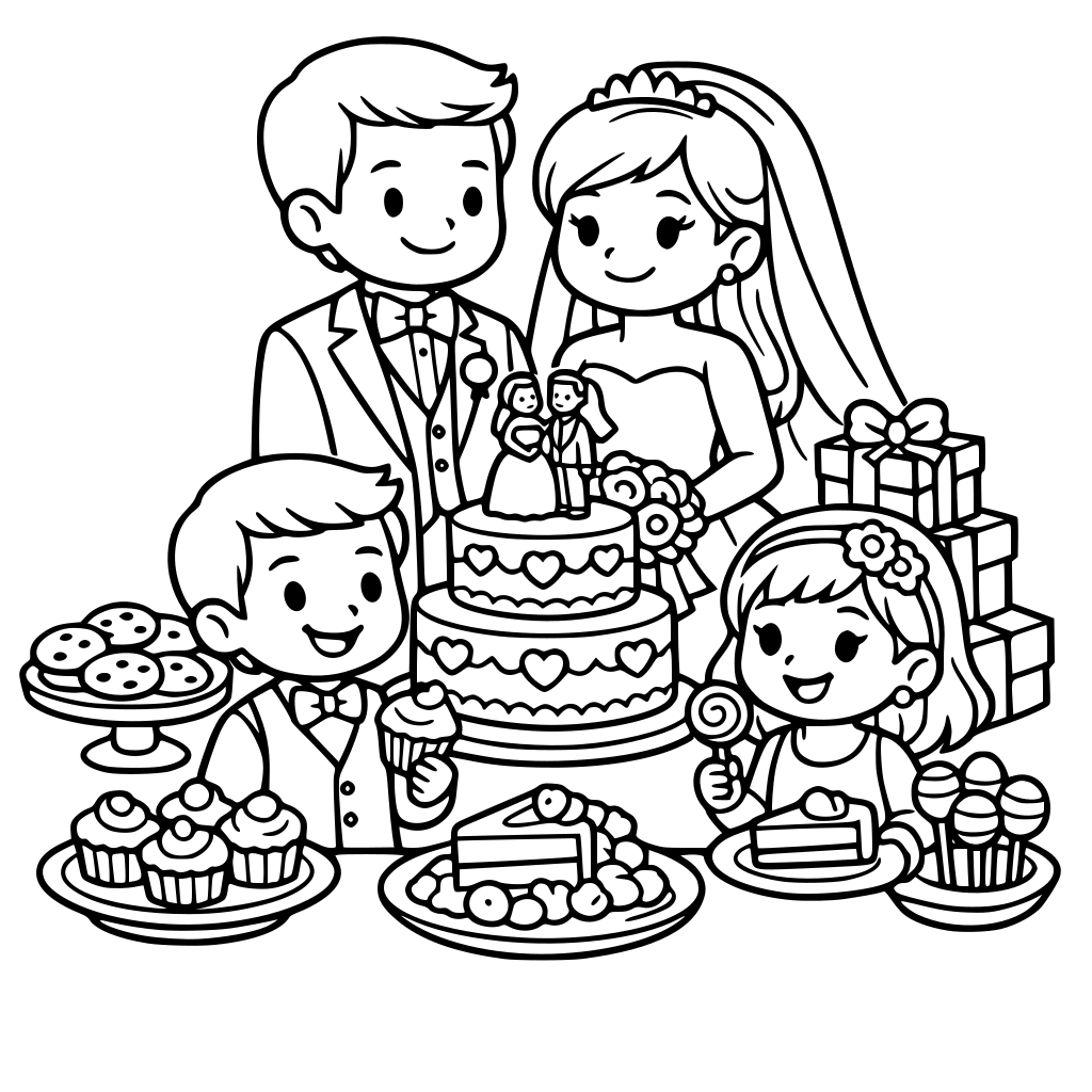 mariage, enfants, gateaux