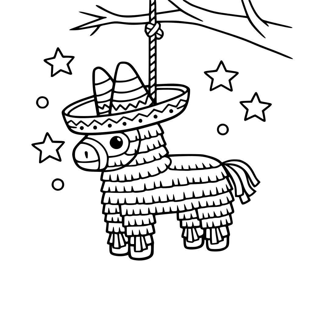 piñata hanging from a tree with a sombero