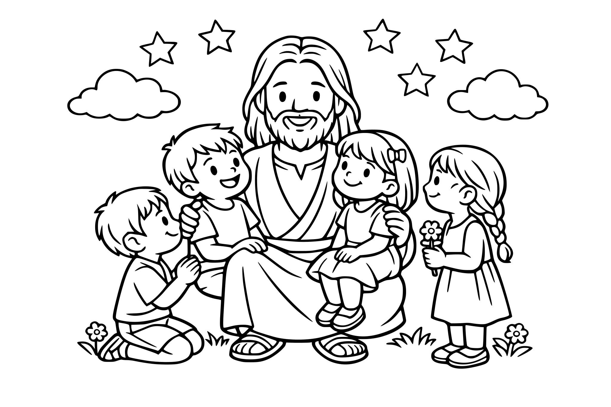 disegno di Gesù con bambini