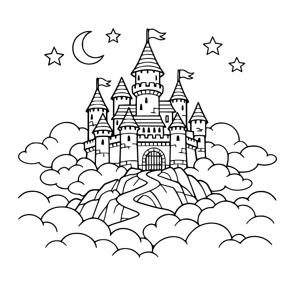 قلعة على تل محاط بالغيوم