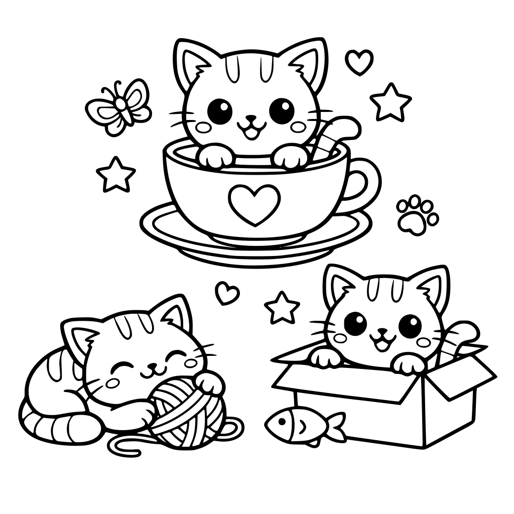 Gatos fofos para colorir