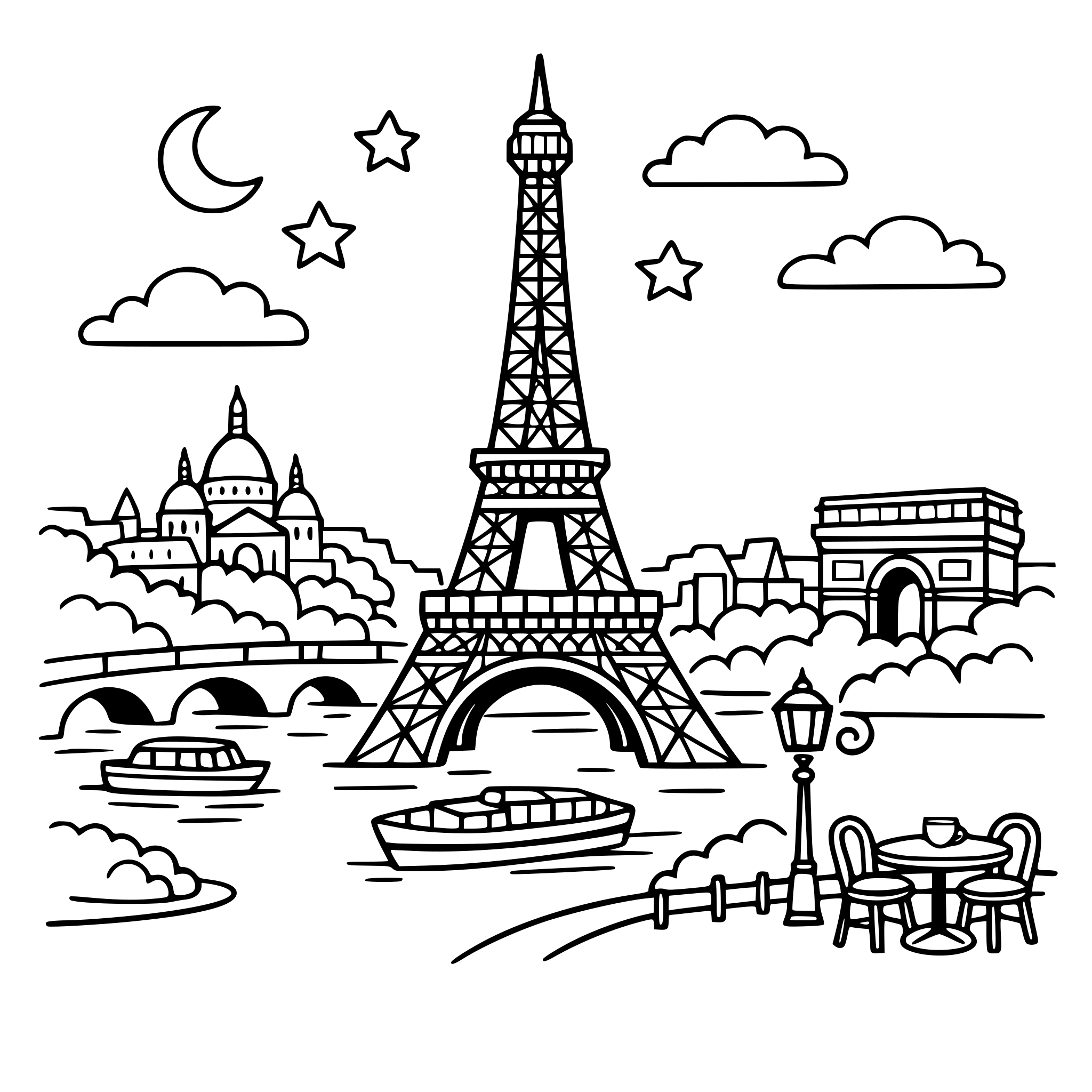 creame un paisaje de paris con la torre eiffel