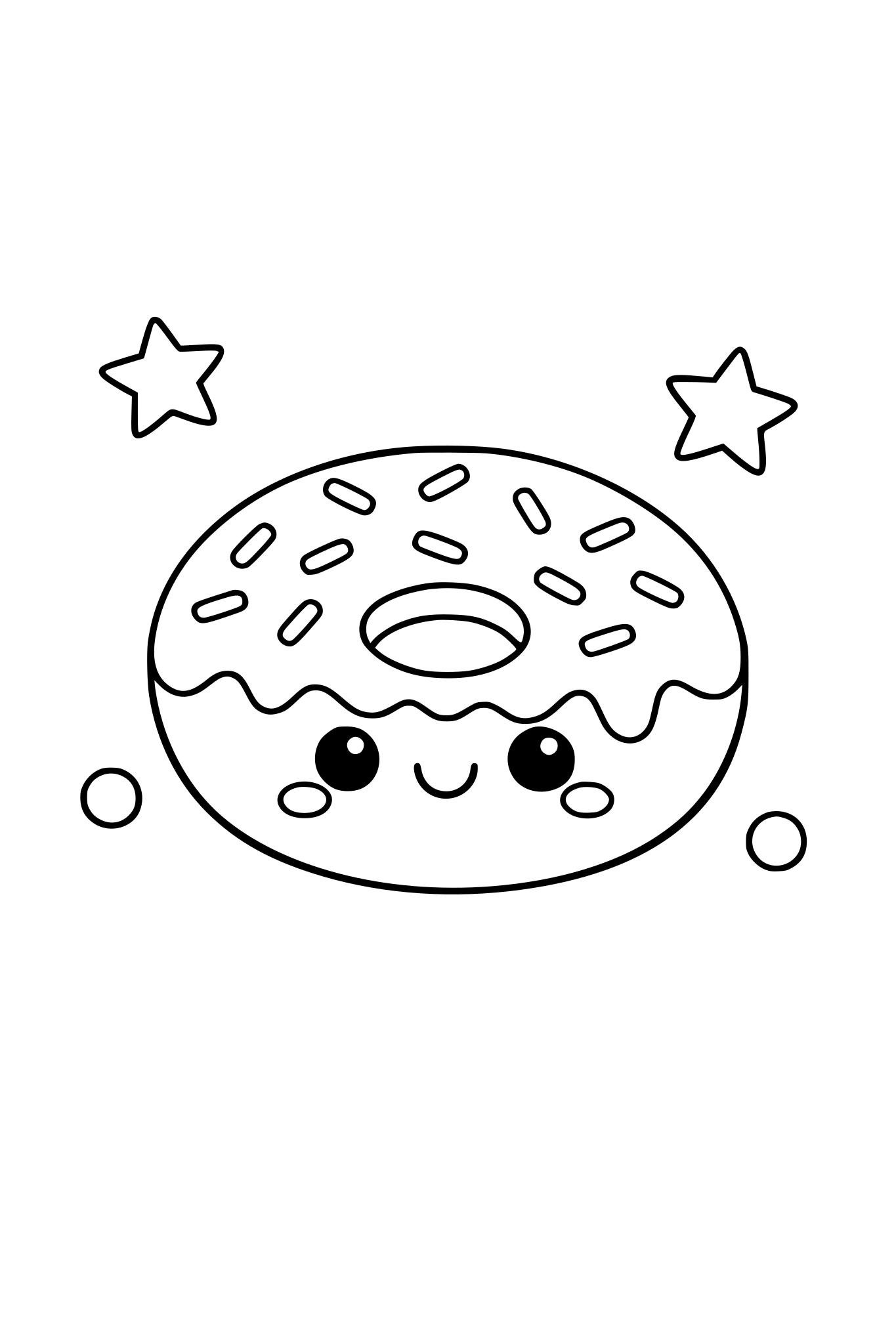 Cute donut with sprinkles, simple toddler coloring page