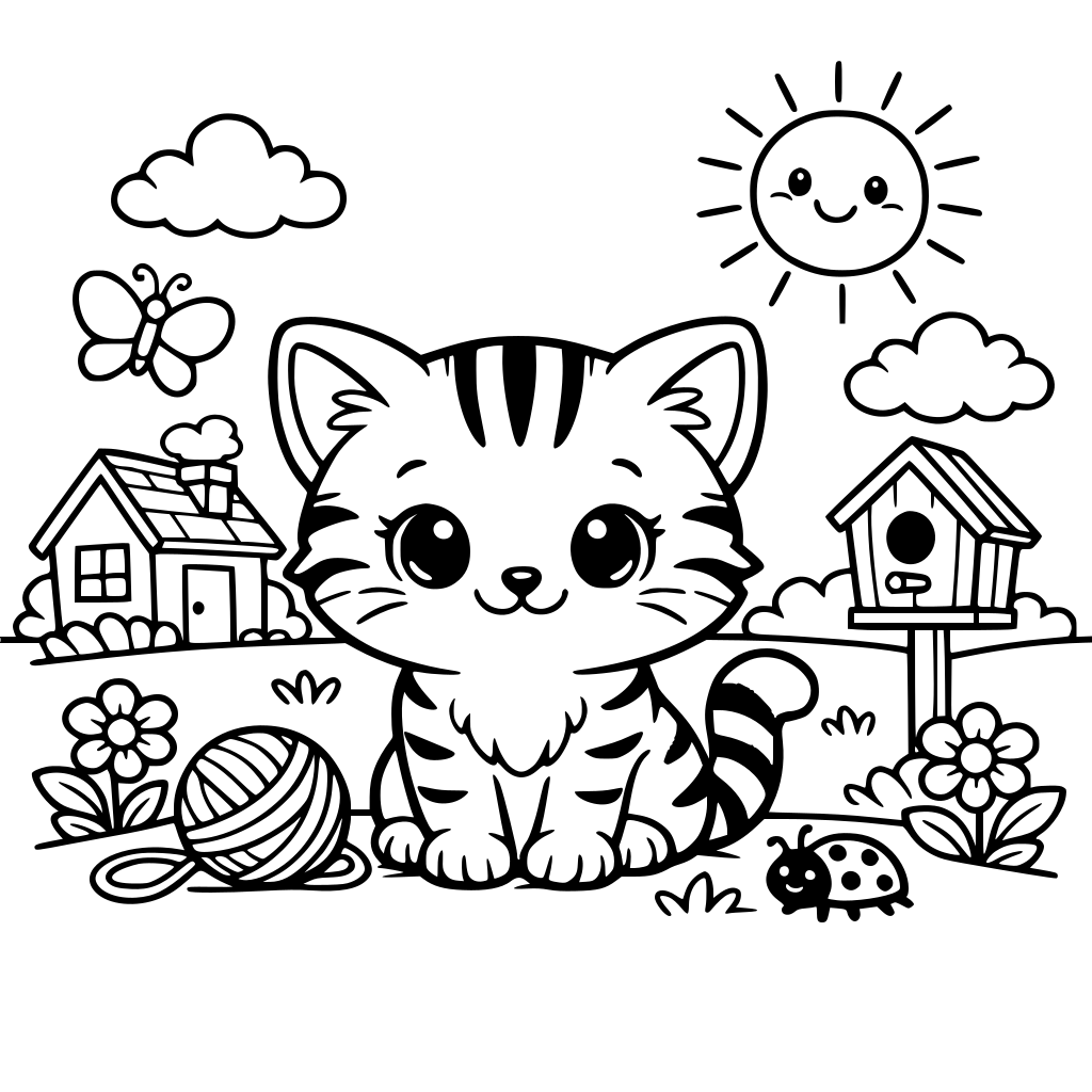 Sketsa kucing lucu dihalaman