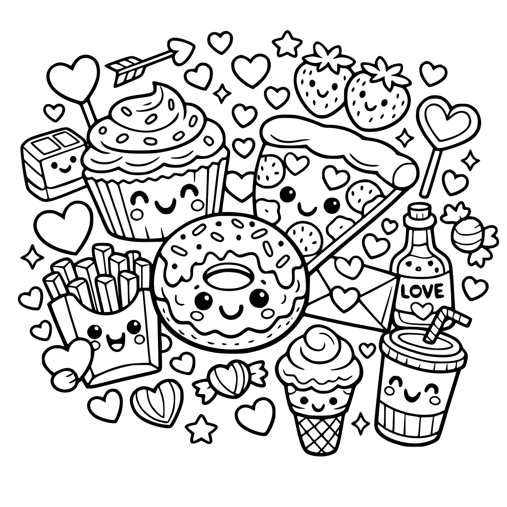 food themed valentines day busy coloring